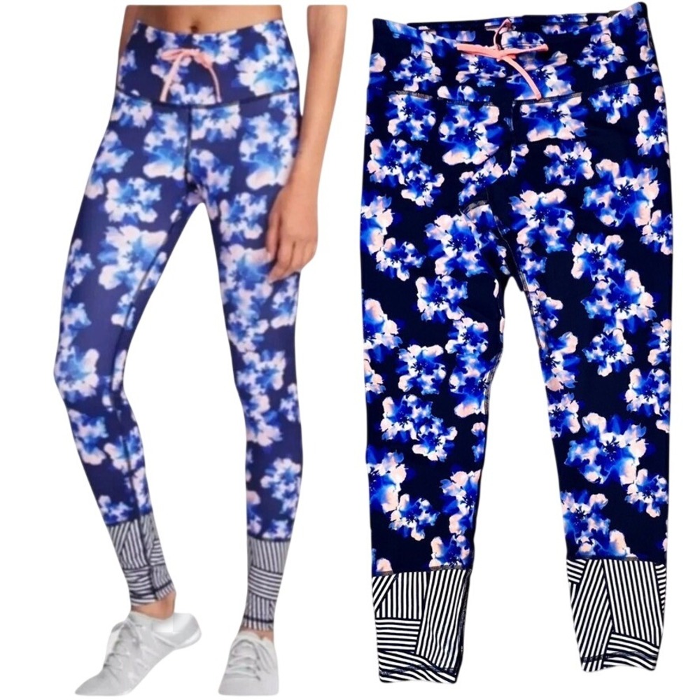 Old Navy Active High Waisted Blue Floral Go-Dry Legging XL Moisture Wicking NWT